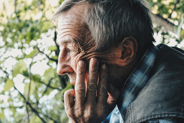close-up of old man