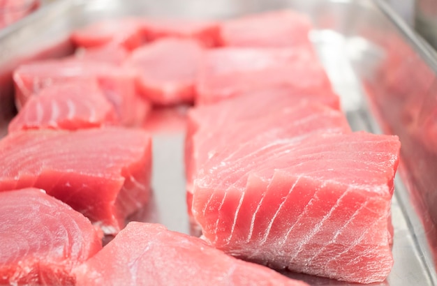 close-up of seafood in tray