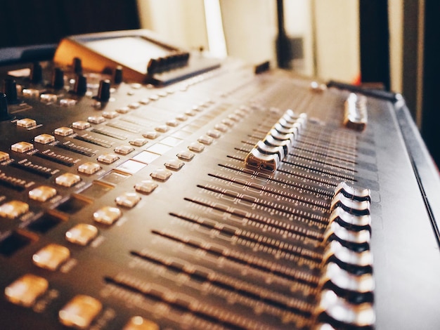 close-up of sound recording equipment