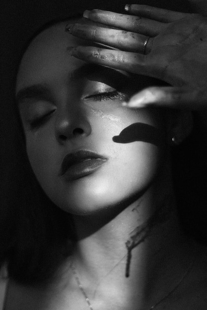 close-up of woman with eyes closed
