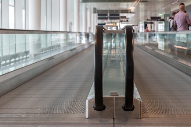 Close-up on escalator in airport
