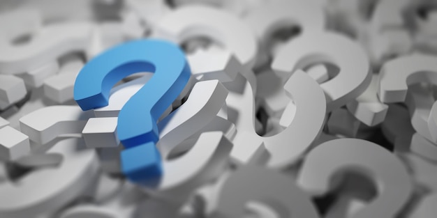 close up question mark background 3d rendering