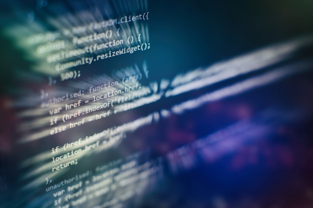 closeup developing programming and coding technologies. developer working on web sites codes in office.