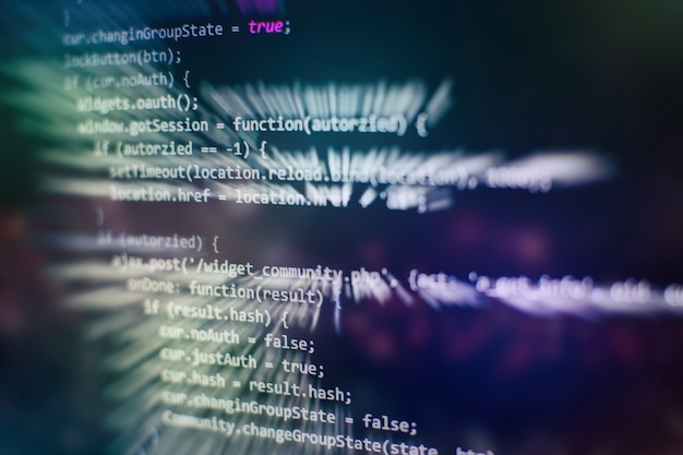 closeup developing programming and coding technologies. developer working on web sites codes in office.