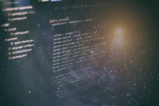 closeup developing programming and coding technologies. developer working on web sites codes in office.