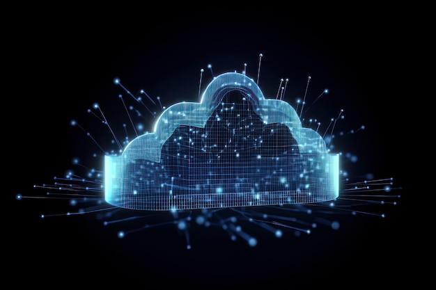 Cloud computing storage technology background digital data services innovation concept Generative ai