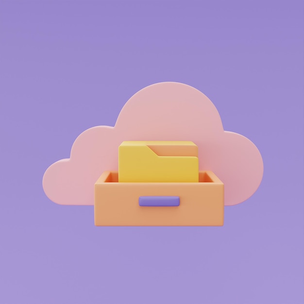 cloud computing technology and online data storage for business network concept file folders with document 3d rendering