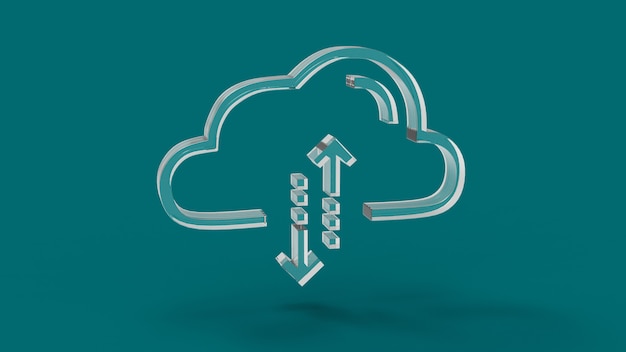Cloud social media icon with crystal 3d render with color background