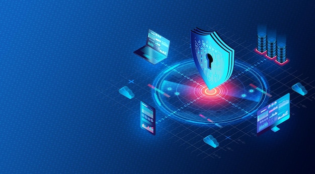 Cloudbased Cybersecurity Solutions Secure Corporate and Institutional Networks 3D Illustrationx9