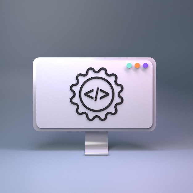 Code symbol on computer Concept of programming 3d render