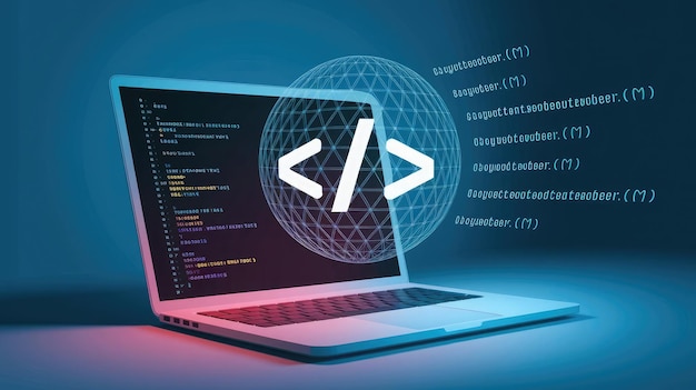 Coding on a Laptop Software Development and Programming Concept