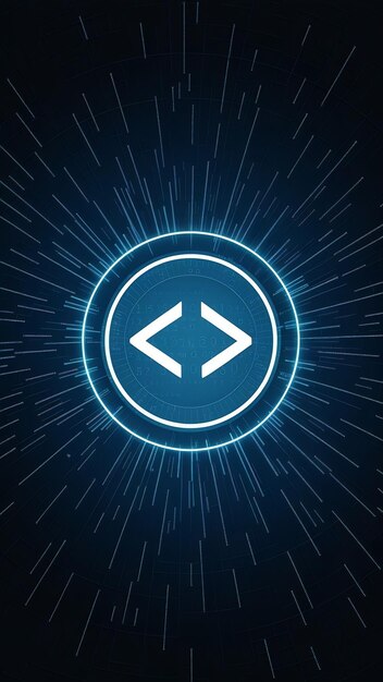 Coding symbol on virtual screen about developing apps or website