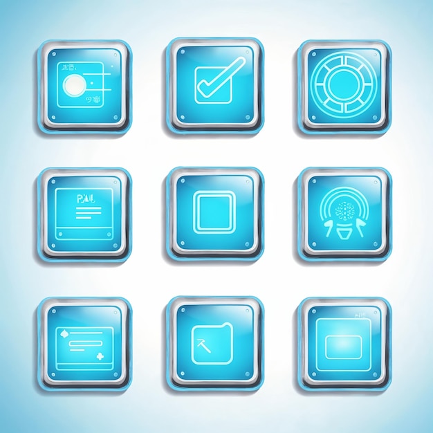 Collection of Square UI Icons for Digital Interfaces