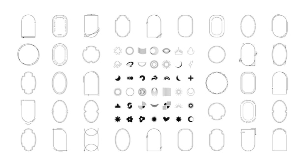 Collection of y2k aesthetic elements frames and shapes