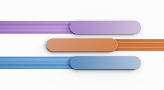 Colorful abstract bars with textured ribbons creating a sleek and stylish look 3D Illustration