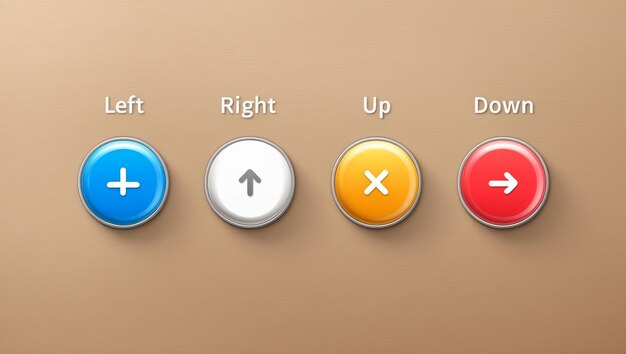 colorful direction arrows and button for digital navigation purpose