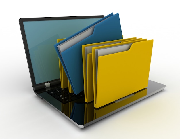 Colorful folders isolated over white. 3d rendered illustration