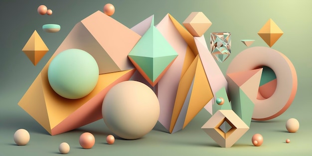 Colorful geometric shapes with pastel tones