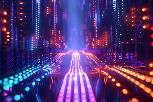 Colorful LED Tunnel with Vibrant Lights