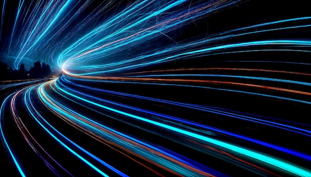 Colorful Light Trails on Dark Background Dynamic Motion