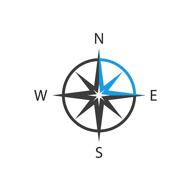 Compass icon in flat style on white background Isolated vector