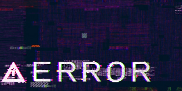 Computer danger symbols Glitch effect Hacked bug Cyberpunk digital pixel design concept