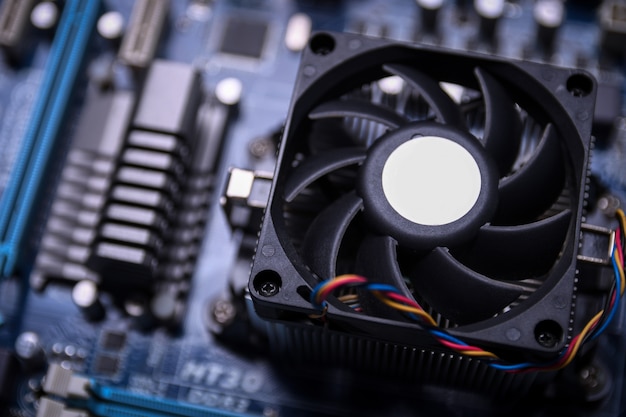 Computer fan on motherboard and electronical components