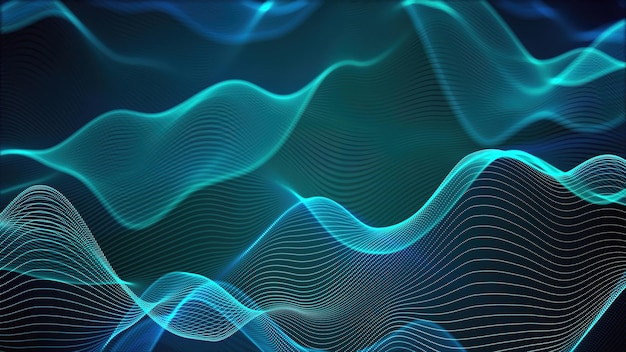 Computer generated a big data wave of particles Color striped effect 3D rendering of a futuristic neon glowing surface