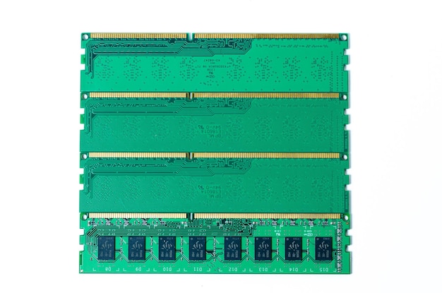 Computer memory card Close up memory socket on board computer server