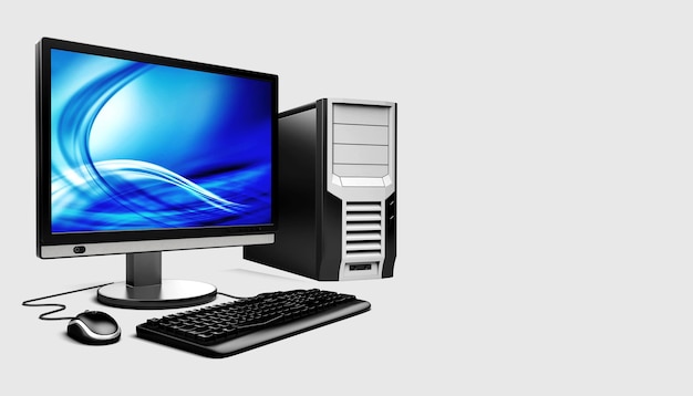 Computer monitor with blank screen on table
