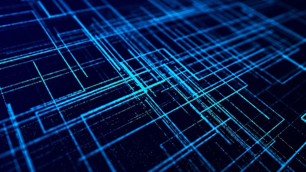 computer technology background digital data flow network connection structure big data visualization 3d rendering