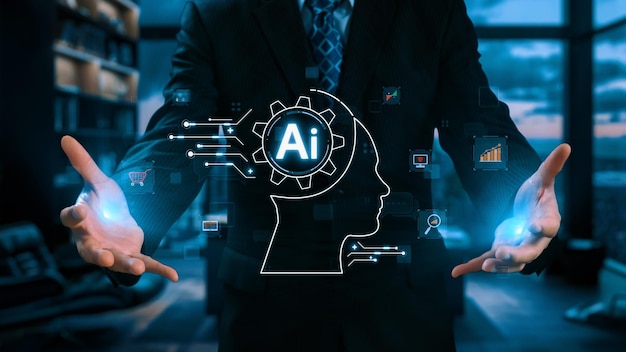 Con người tương tác với AI trí tuệ nhân tạo xử lý não bộ AI tạo sinh UUID