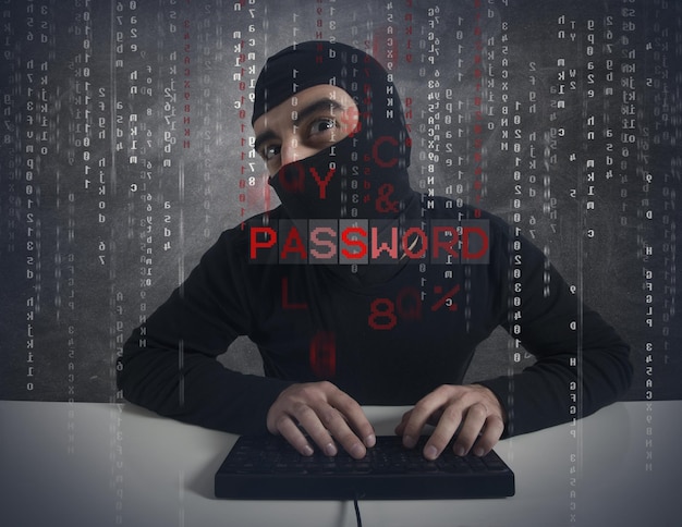 concept of hacker locates a password