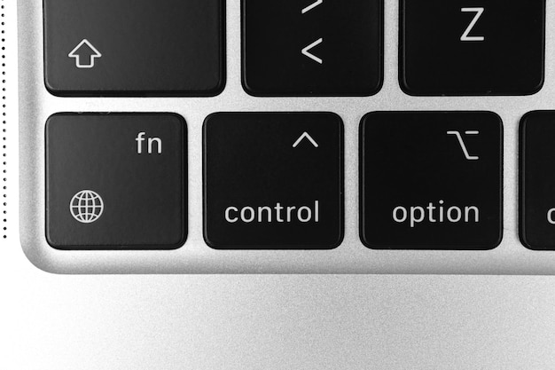 Control key and button on keyboard. Control sign close-up. Modern laptop, communication concept photo