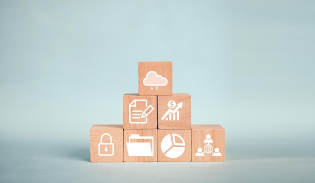 Could data wooden cubes concept digital data safety first on internet