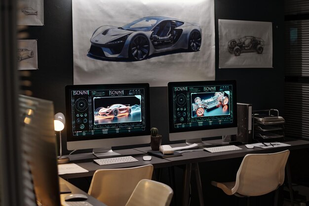 Coworking space of modern car designers