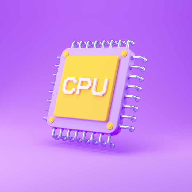 CPU chip 3d rendering illustration.