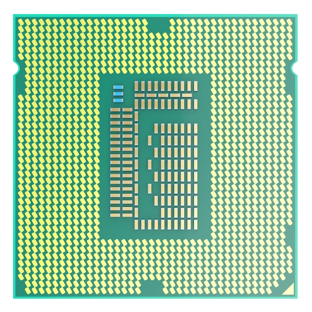 cpu chip central processor unit top view isolated on white background 3d illustration