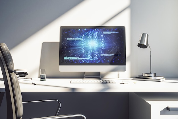 Creative concept of code skull illustration on modern laptop screen Hacking and phishing concept 3D Rendering