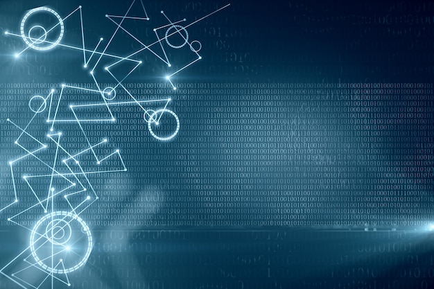 Creative digital backdrop with lines and binary code Technology and innovation concept 3D Rendering