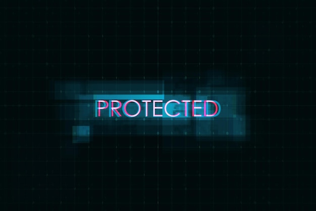 Creative digital text on dark background Pretected safety technology and ai concept 3D Rendering