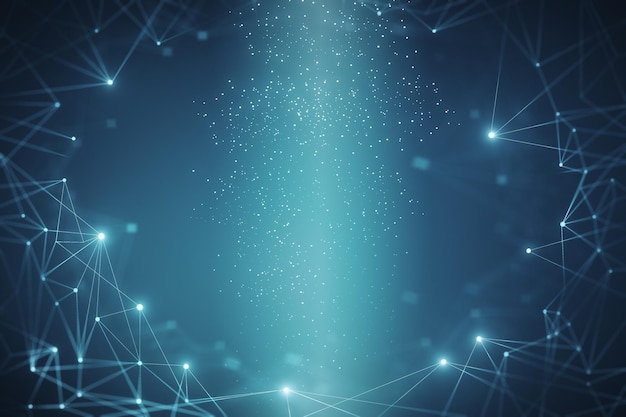 Creative glowing blue polygonal wallpaper Science and technology concept 3D Rendering