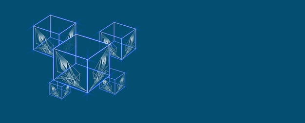 Cubes line on blue