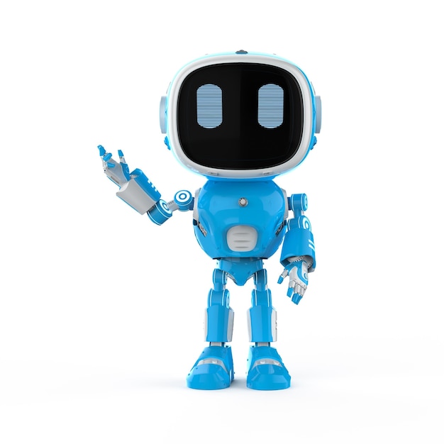 Cute and small artificial intelligence assistant robot hand up