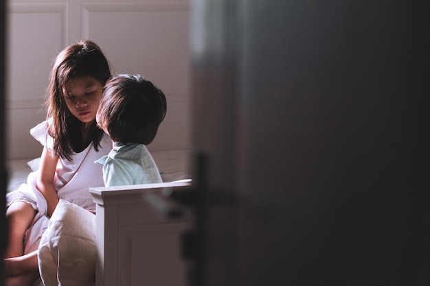 cute kids sitting at home