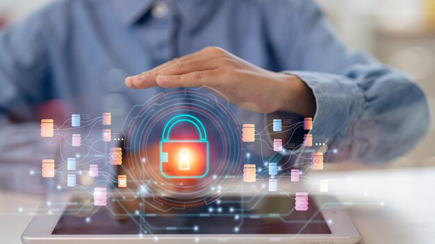 cyber security concept Login User identification information security and encryption secure Internet access secure access to users personal information