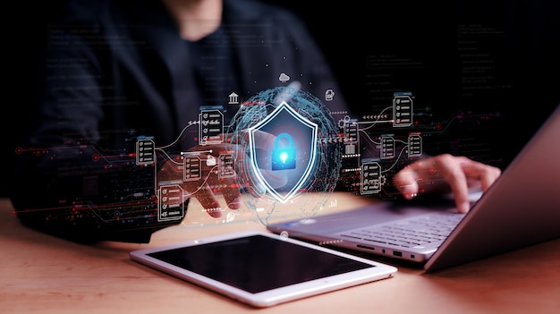 cyber security concept login user identification information security and encryption secure internet