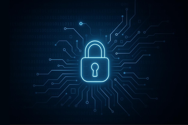 Cyber Security lock tech background