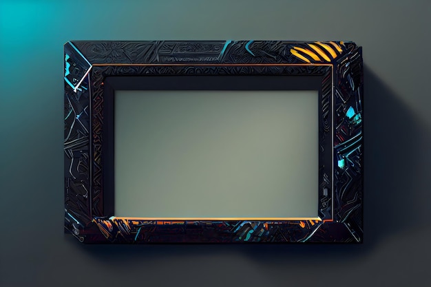 cyberpunk style picture frame mockup neural network generated art