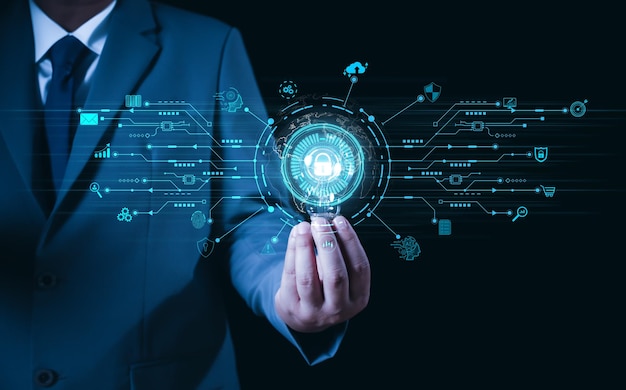 Cybersecurity concept user privacy security and encryption secure internet access Future technology and cybernetics screen padlock Internet network data protection anti hacker cybercrime